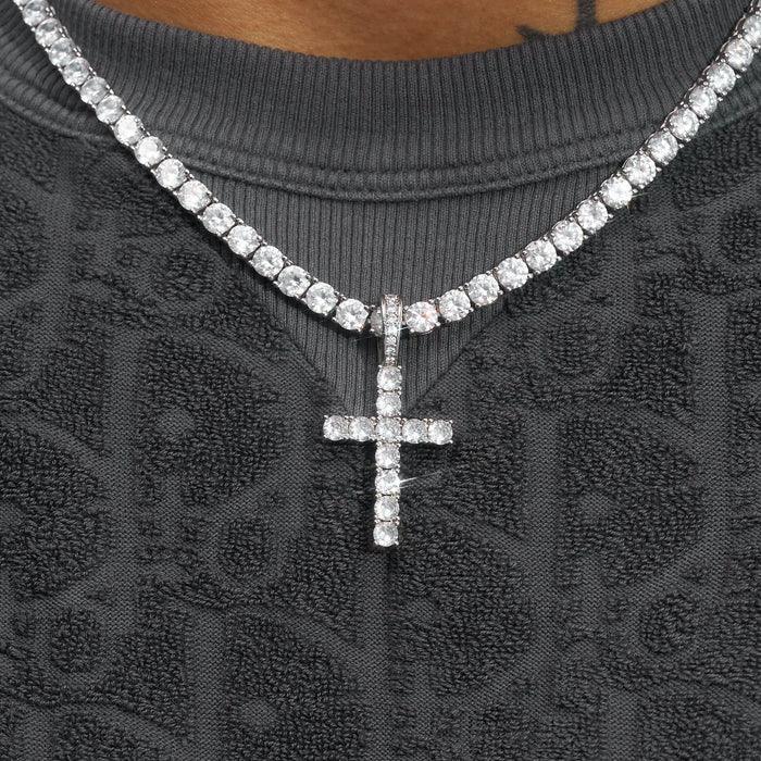 ICED CROSS PENDANT CHAIN