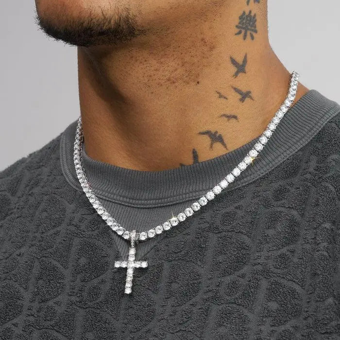 ICED CROSS PENDANT CHAIN